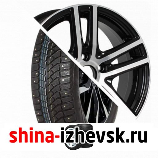 Колесо в сборе Viatti Brina Nordico (V-522) 185/65 R15 T 88 + Tech Line 529 6xR15 4×100 ET40 DIA60.1 Глянцевый черный с полированной лицевой частью в Ижевске